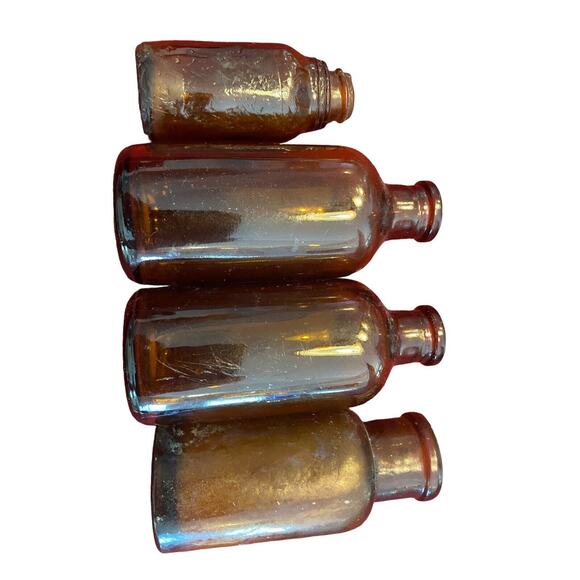 Lot of 4 Vintage Duraglas Brown Amber Bottles 1845 - Picture 1 of 2